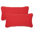 Vibrant Red Corded Indoor Outdoor 12 X 24 Inch Lumbar Pillows With Sunbrella Fabric Set Of 2