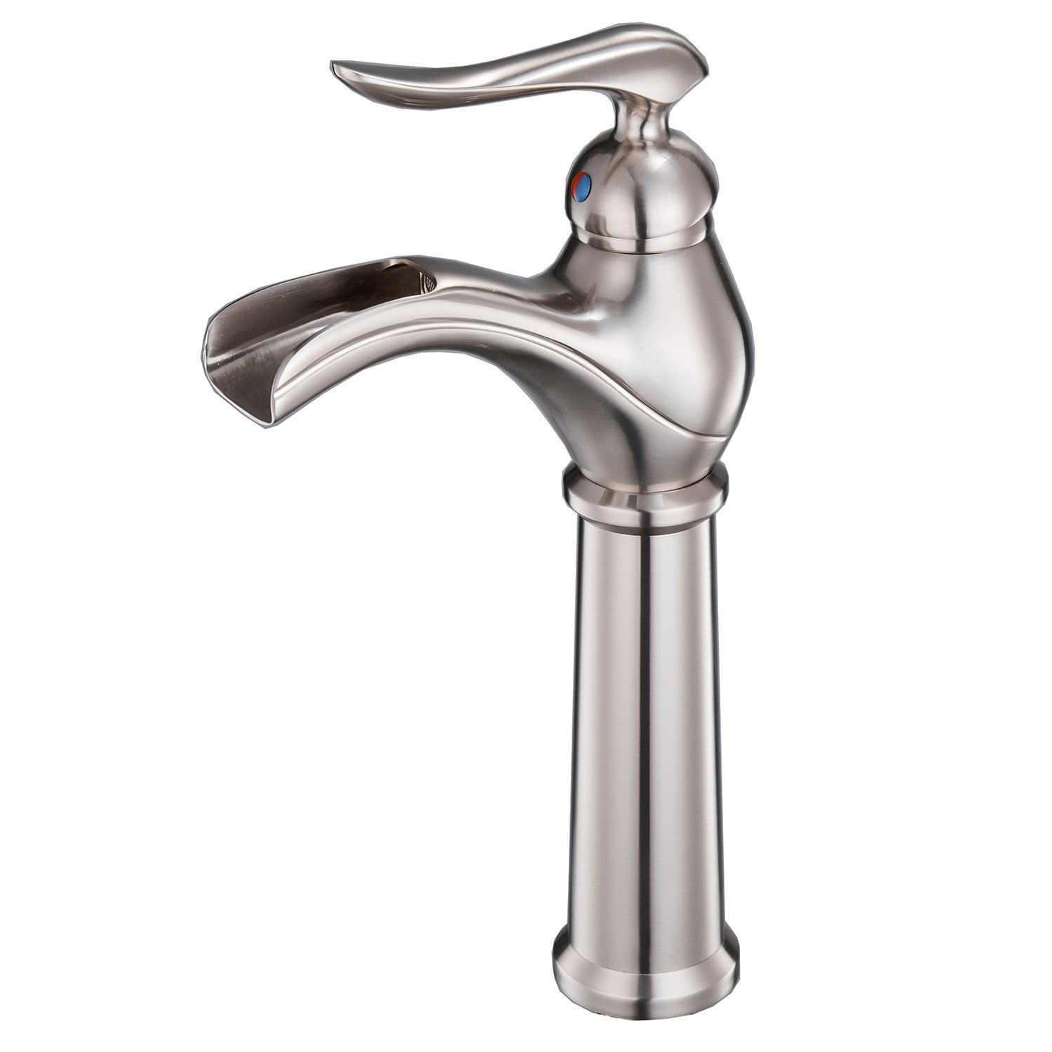 Vibrantbath Bathroom Vessel Sink Faucet Waterfall Single Handle One Hole Tall Body Deck Mount