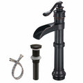 Vibrantbath Waterfall Spout Bathroom Vessel Sink Faucet With Drain