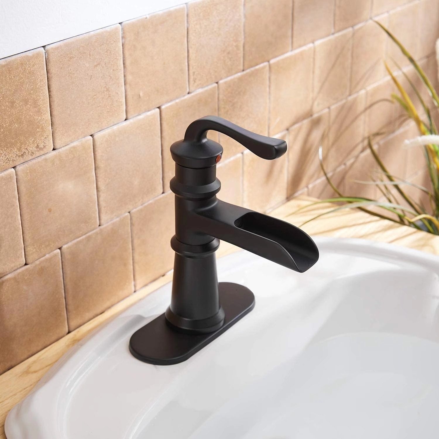 Brushed Nickel Waterfall Single Handle One Hole Commercial Bathroom Sink Faucet