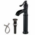 Vibrantbath Commercial Waterfall Bathroom Sink Vessel Faucet With Drain