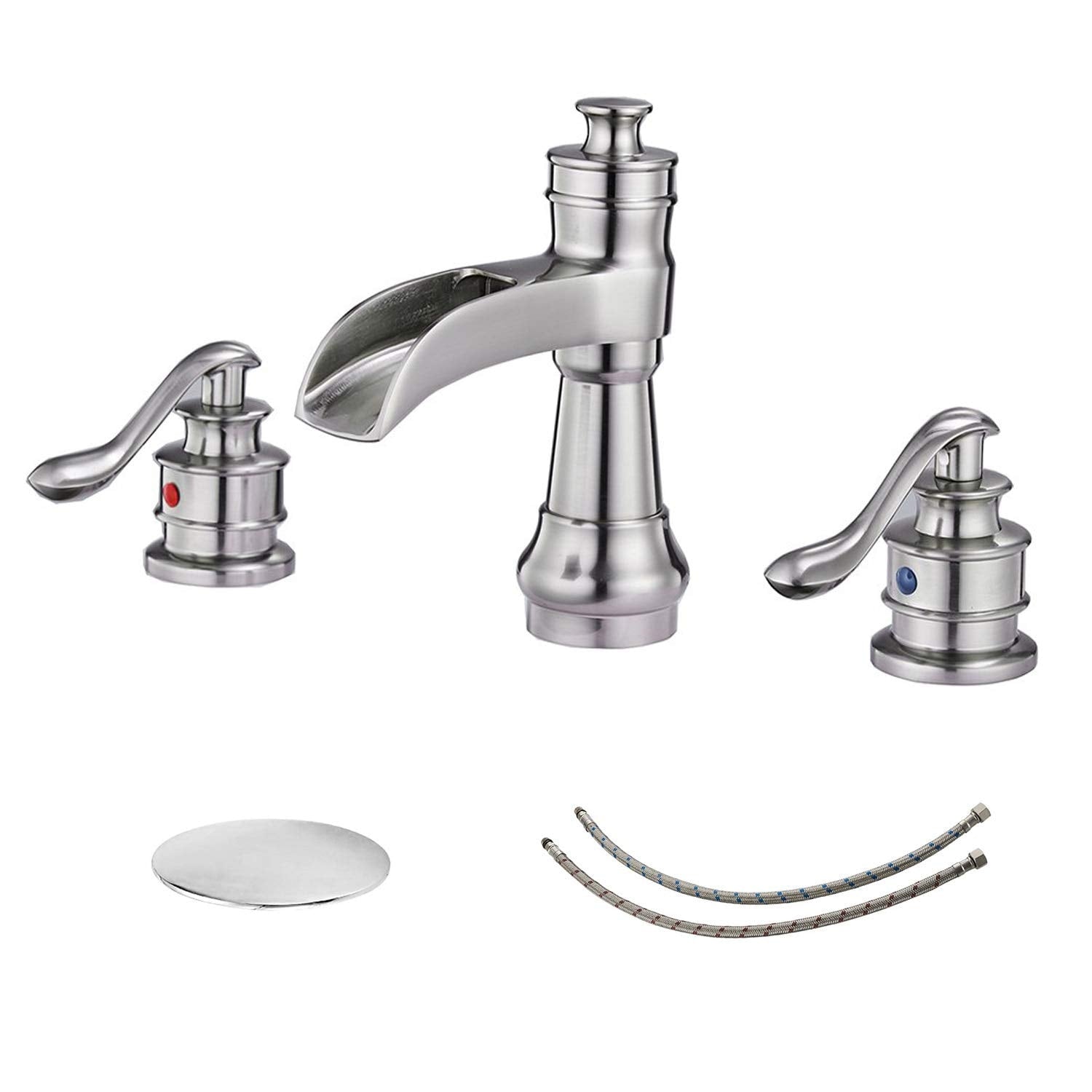Vibrantbath Waterfall 8 16 Inch 3 Holes 2 Handle Commercial Widespread Bathroom Faucet