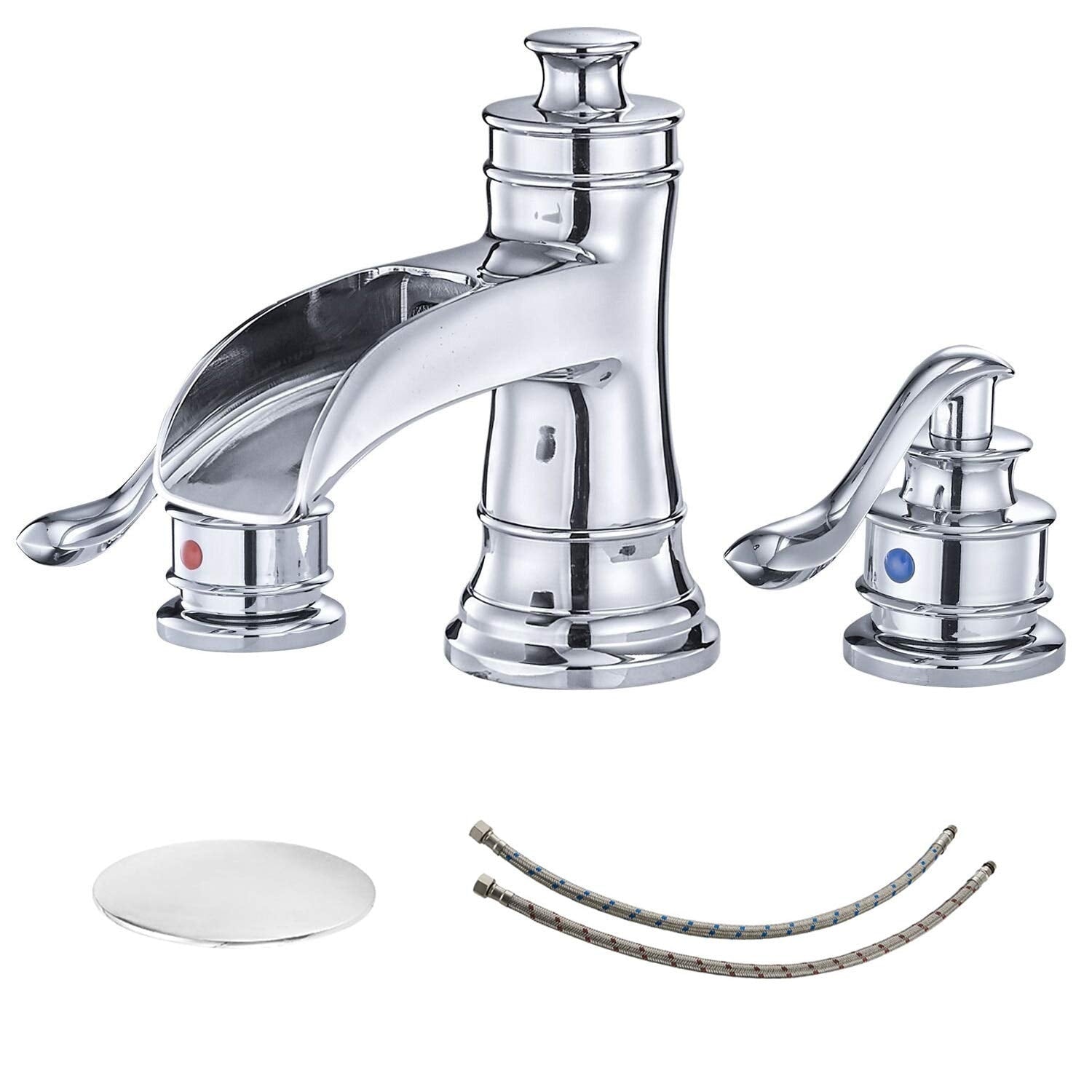 Vibrantbath Waterfall 8 16 Inch 3 Holes 2 Handle Widespread Bathroom Faucet