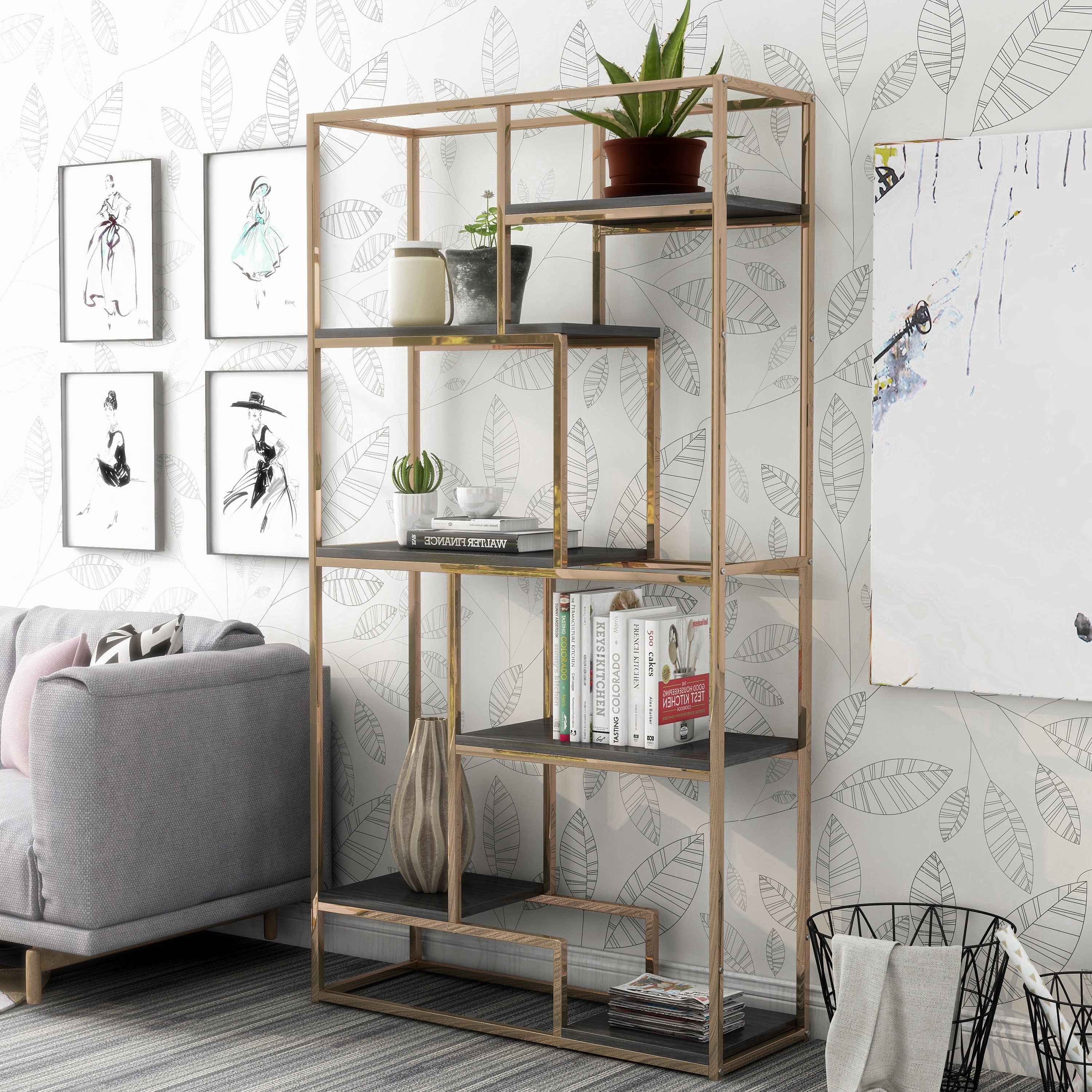 Furniture Of America Nara Contemporary 6 Shelf Tiered Open Bookcase