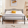 Premium Graceful Scroll Black Iron Twin Full Queen Metal Bed Frame By Vecelo