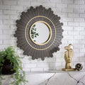 Victoria Round Dark Brown Sunburst Wall Mirror By Inspire Q Bold Wall Mirror