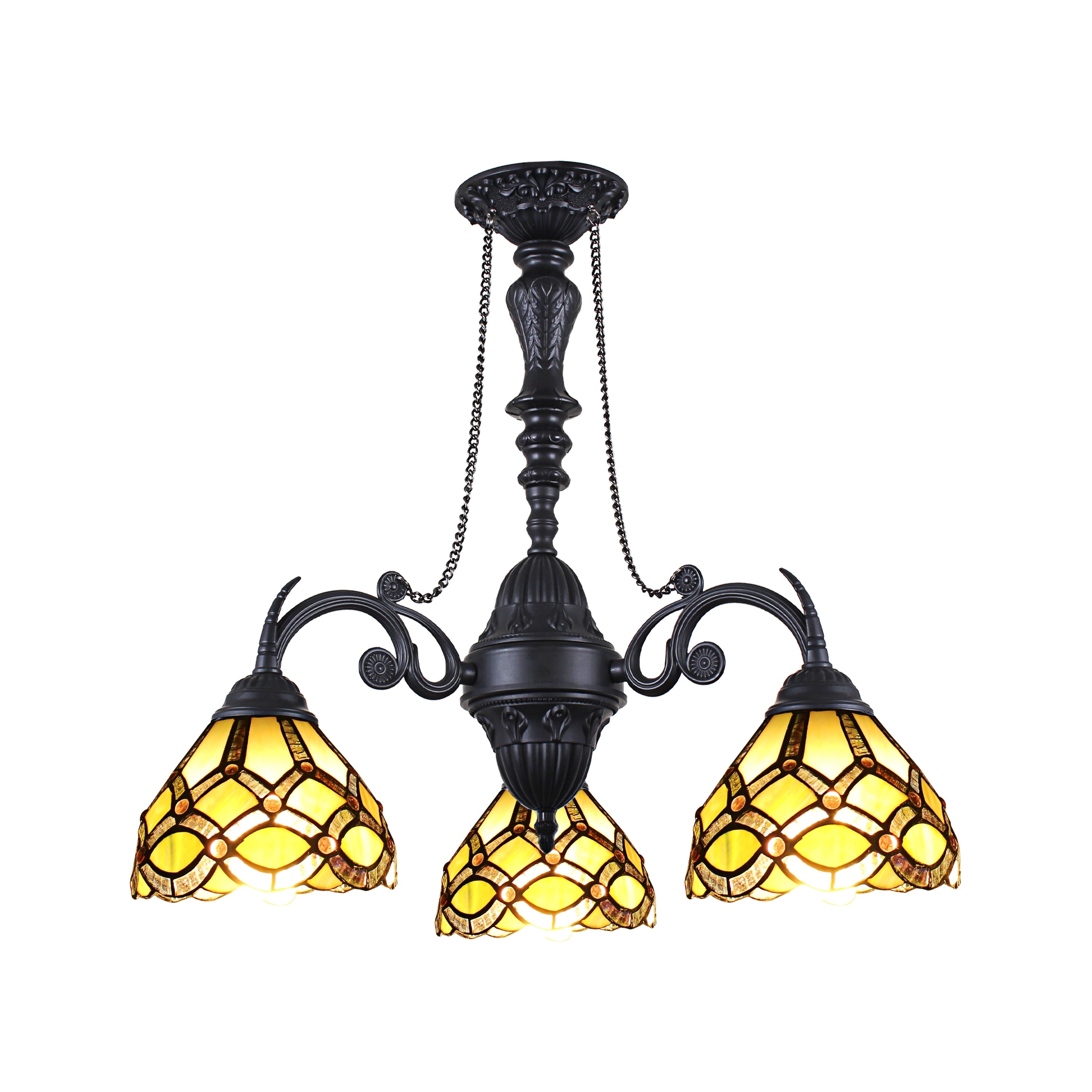 Victorian Design 3 Light Black Chandelier Multi Color