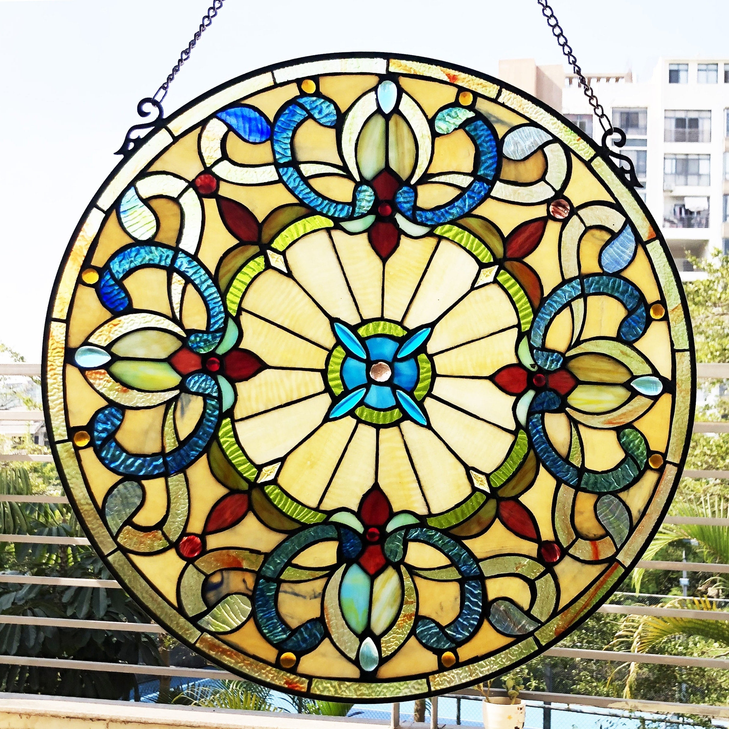Gracewood Hollow Dilloway Circular Glass Window Panel Suncatcher