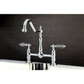 Victorian High Spout Bridge Crystal Handles Kitchen Faucet