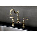 Victorian High Spout Bridge Lever Handles Kitchen Faucet