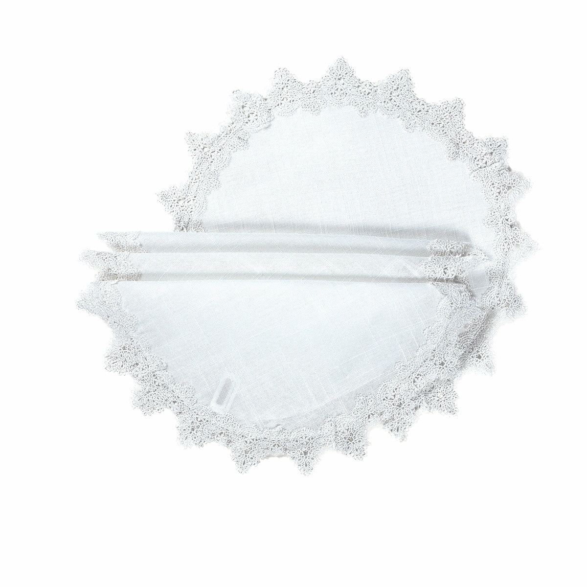 Victorian Lace Trim Round Placemats 16 Inch Set Of 4 White