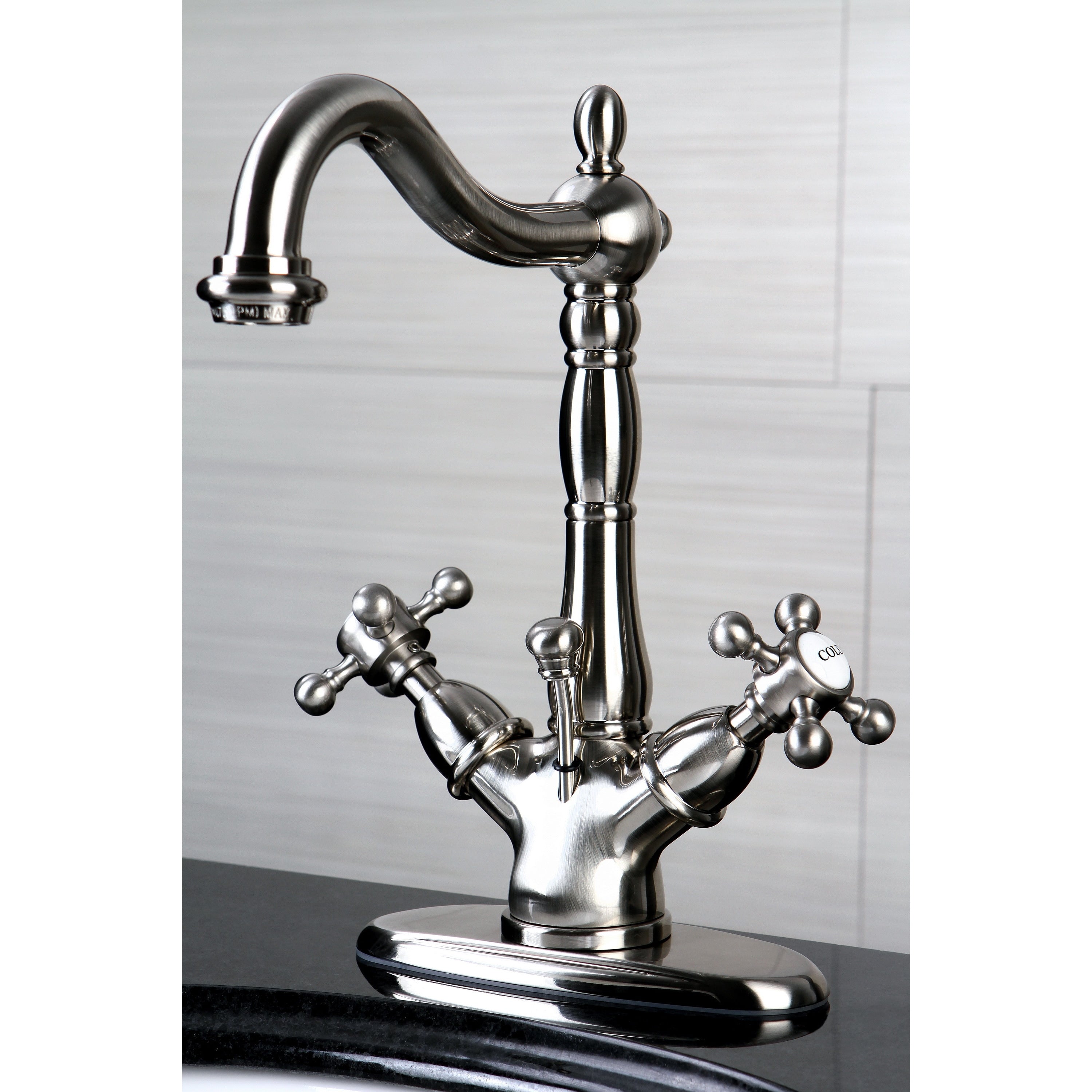 Victorian Single Hole Satin Nickel Bathroom Faucet