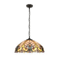 Victorian Tiffany Style 2 Light Antique Dark Bronze Ceiling Pendant 16 Shade