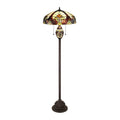 Victorian Tiffany Style 3 Light Antique Dark Bronze Double Lit Floor Lamp 18 Shade 18