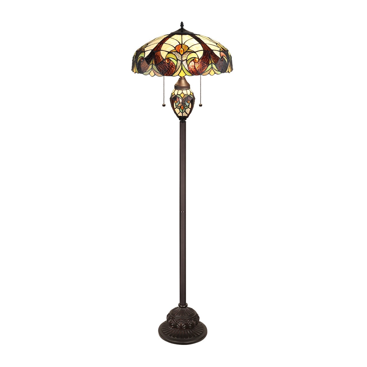 Victorian Tiffany Style 3 Light Antique Dark Bronze Double Lit Floor Lamp 18 Shade 18