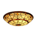 Victorian Tiffany Style 3 Light Black Finish Ceiling Flush Fixture 16 Shade