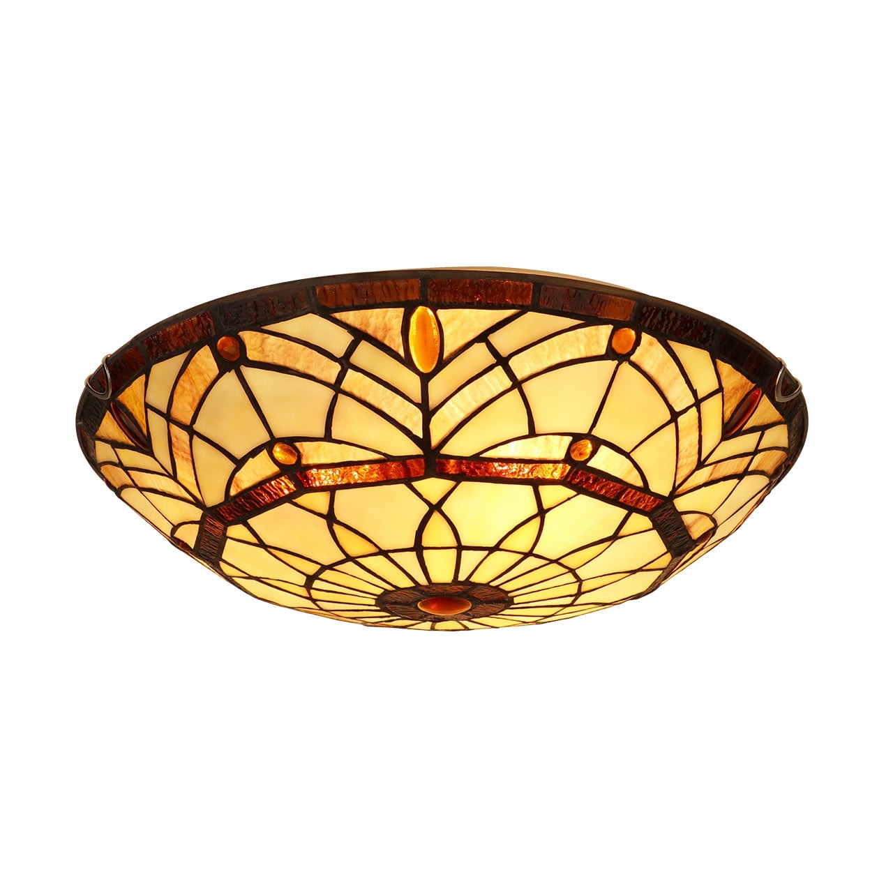 Victorian Tiffany Style 3 Light Black Finish Ceiling Flush Fixture 16 Shade