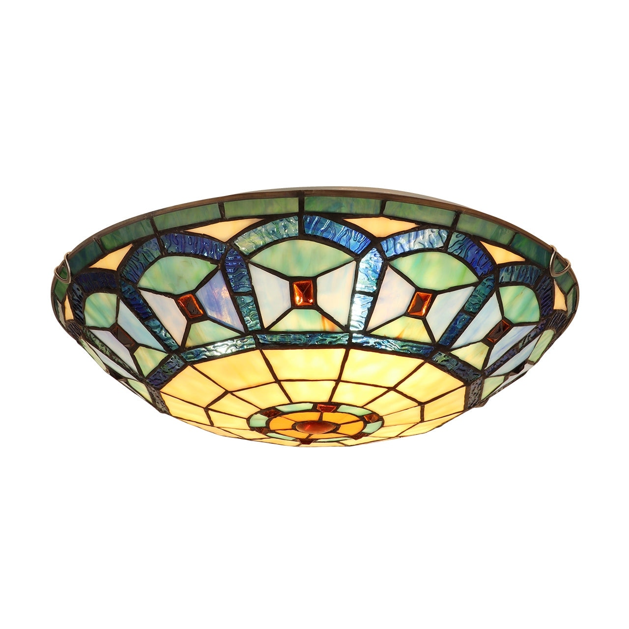 Victorian Tiffany Style 3 Light Black Finish Ceiling Flush Fixture 16 Shade
