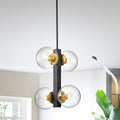 Vien 4 Light Clear Glass Black Pendant Lamp N A