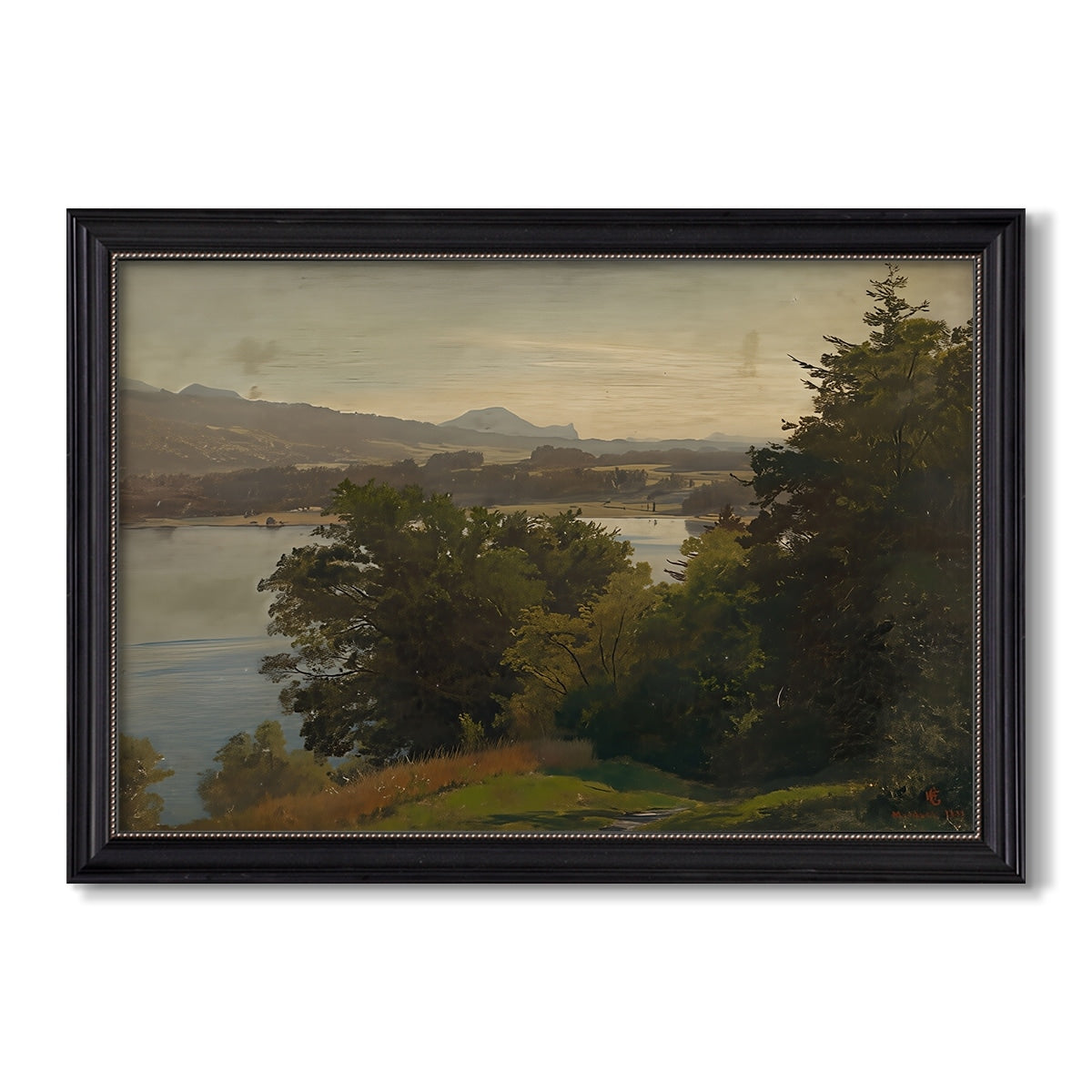 View Of The Mondsee 1870 Hans Gude Custom Framed Canvas