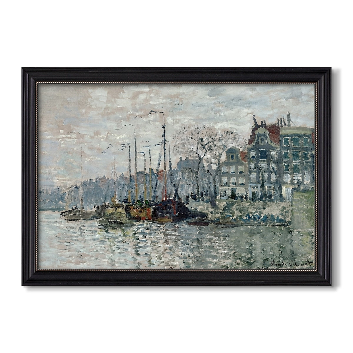 View Of The Prins Hendrikkade And Kromme Waal In Amsterdam 1874 Claude Monet Custom Framed Canvas