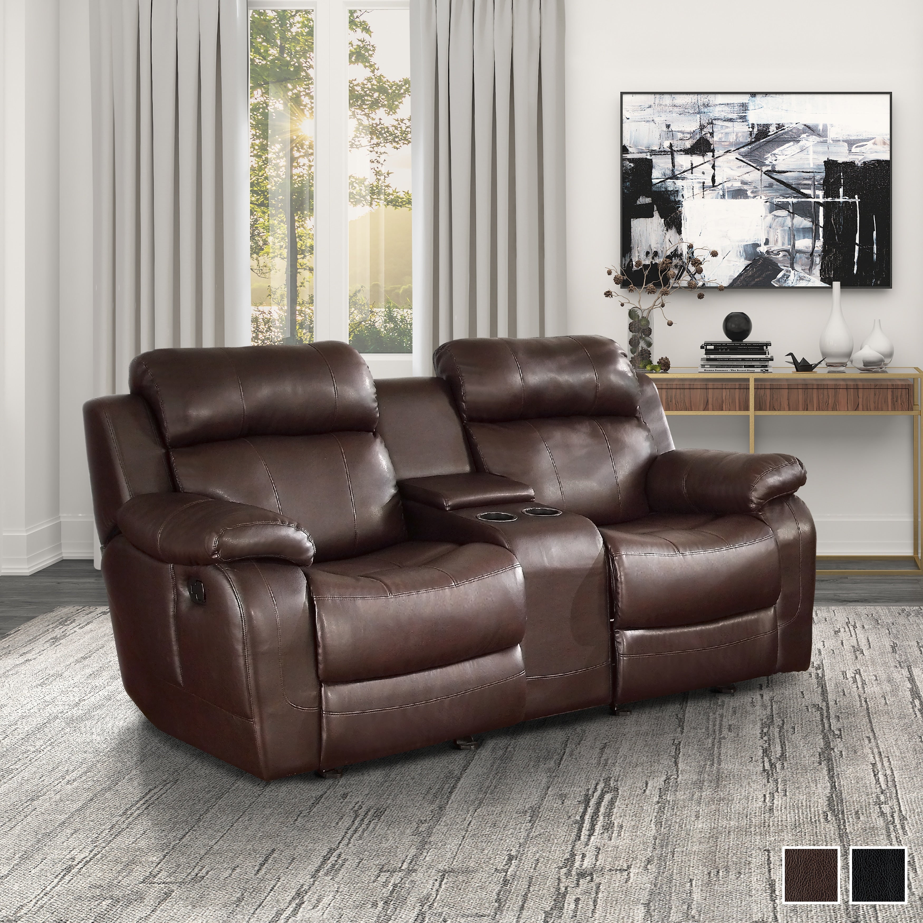 Viggo Double Glider Reclining Love Seat With Center Console