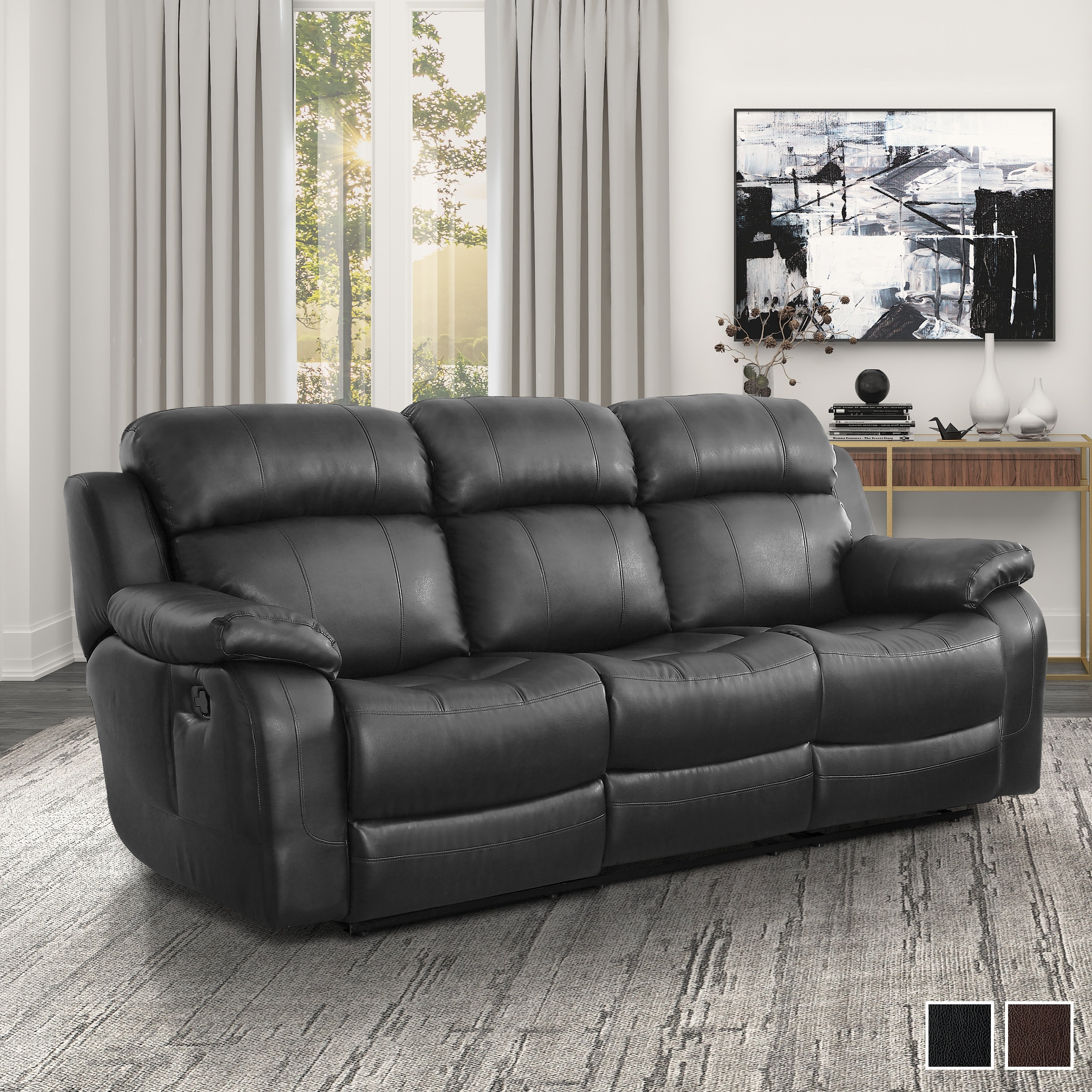 Viggo Double Reclining Sofa With Center Drop Down Cup Holders