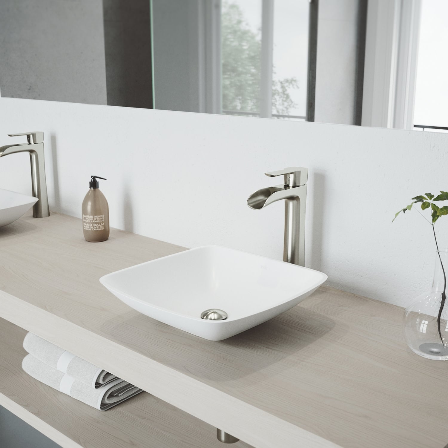 Vigo 13 3 4 Matte Stone Vessel Bathroom Sink With Single Hole Faucet Pvd Brushed Nickel
