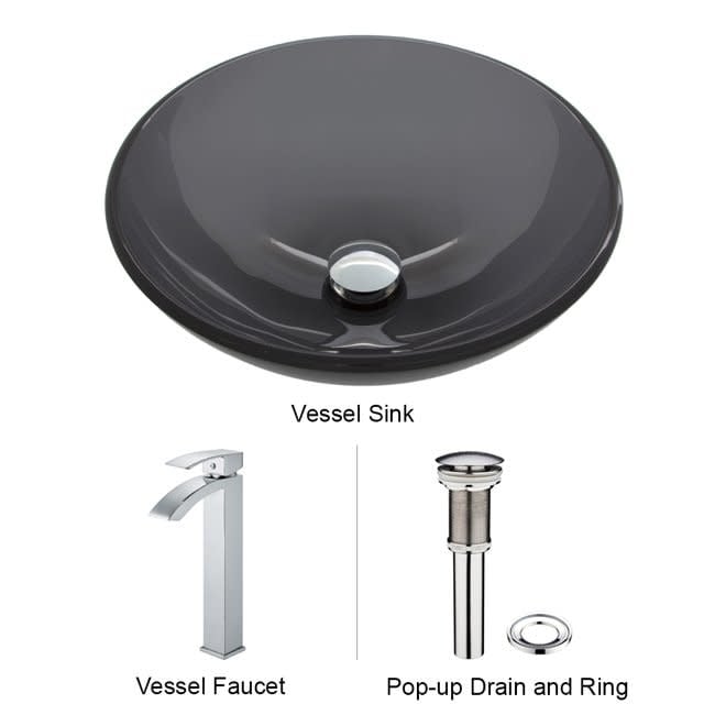 Vigo 16 1 2 Glass Bathroom Vessel Sink With Duris Single Hole Chrome