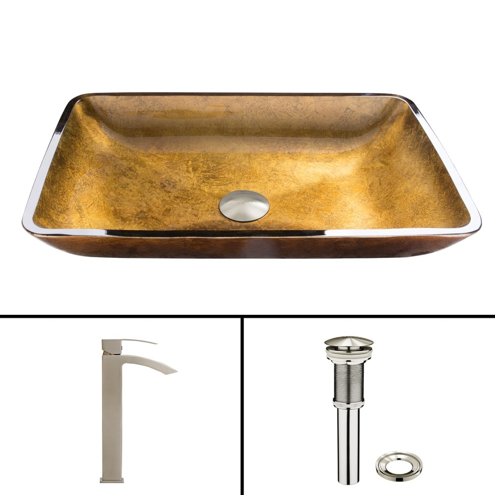 Vigo 22 1 4 Glass Bathroom Vessel Sink With Duris Single Hole Brushed Nickel