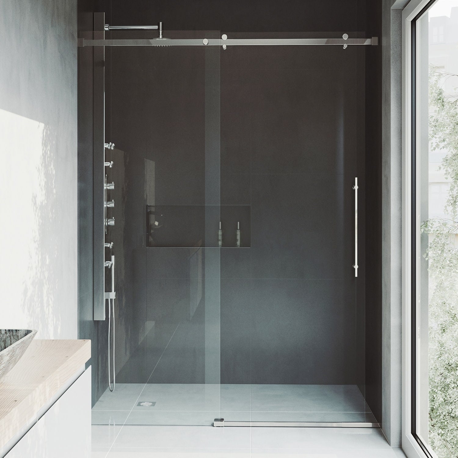 Vigo Luca 78 3 4 High X 60 Wide Sliding Frameless Shower Door