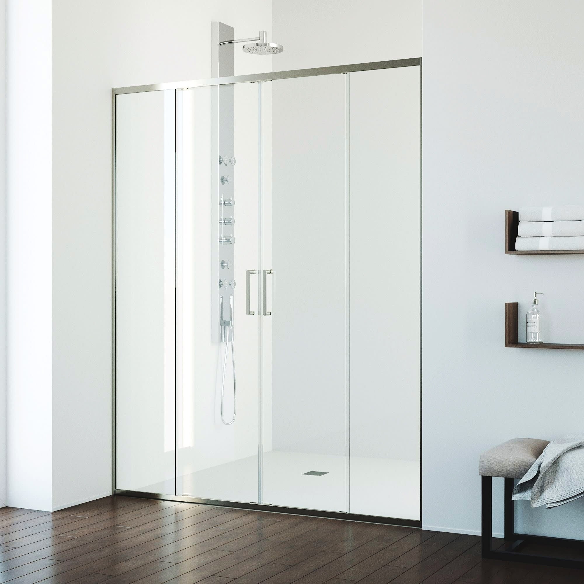 Vigo Vg6024Cl6074 Paloma 74 High X 60 Wide Sliding Frameless Shower