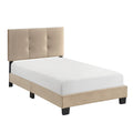 Viki Twin Bed Height Adjustable Headboard Tufted Brown Velvet Black