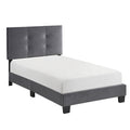 Viki Twin Bed Height Adjustable Headboard Tufted Gray Velvet Black