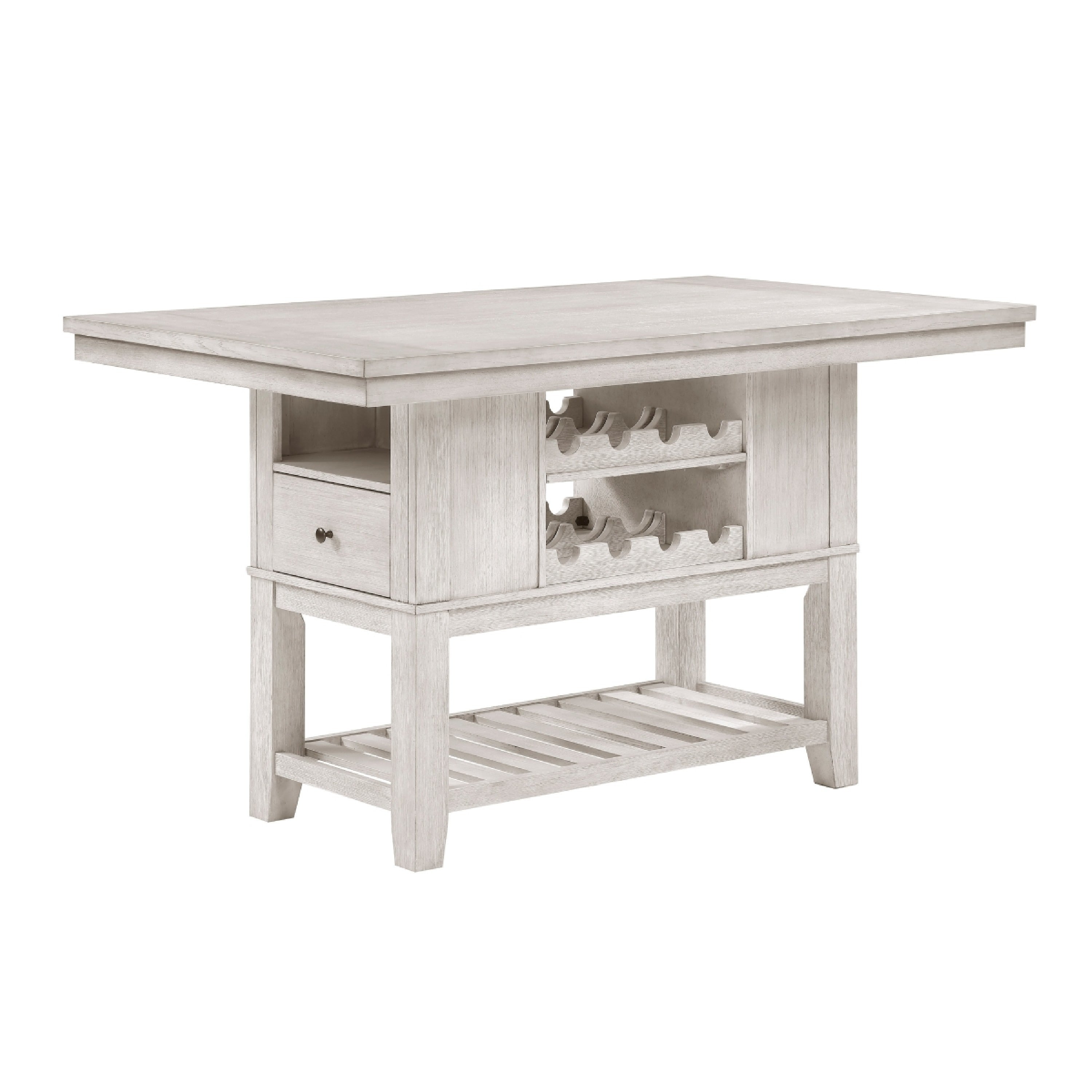 Vile Counter Height Table 2 Wine Holder And Shelf Farm White 60 Inch