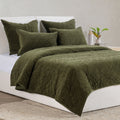 Villa By Classic Home Elms 3 Piece Velvet Cotton Blend Quilt Set