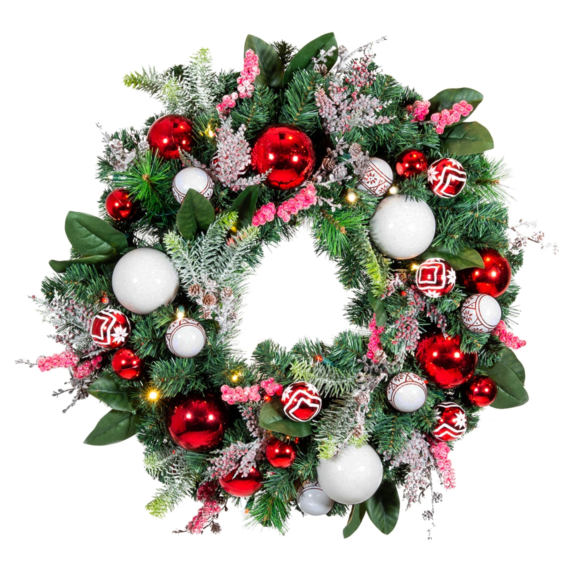 Village Lighting 30 In. Pre Lit Led Wreath Nordic Red