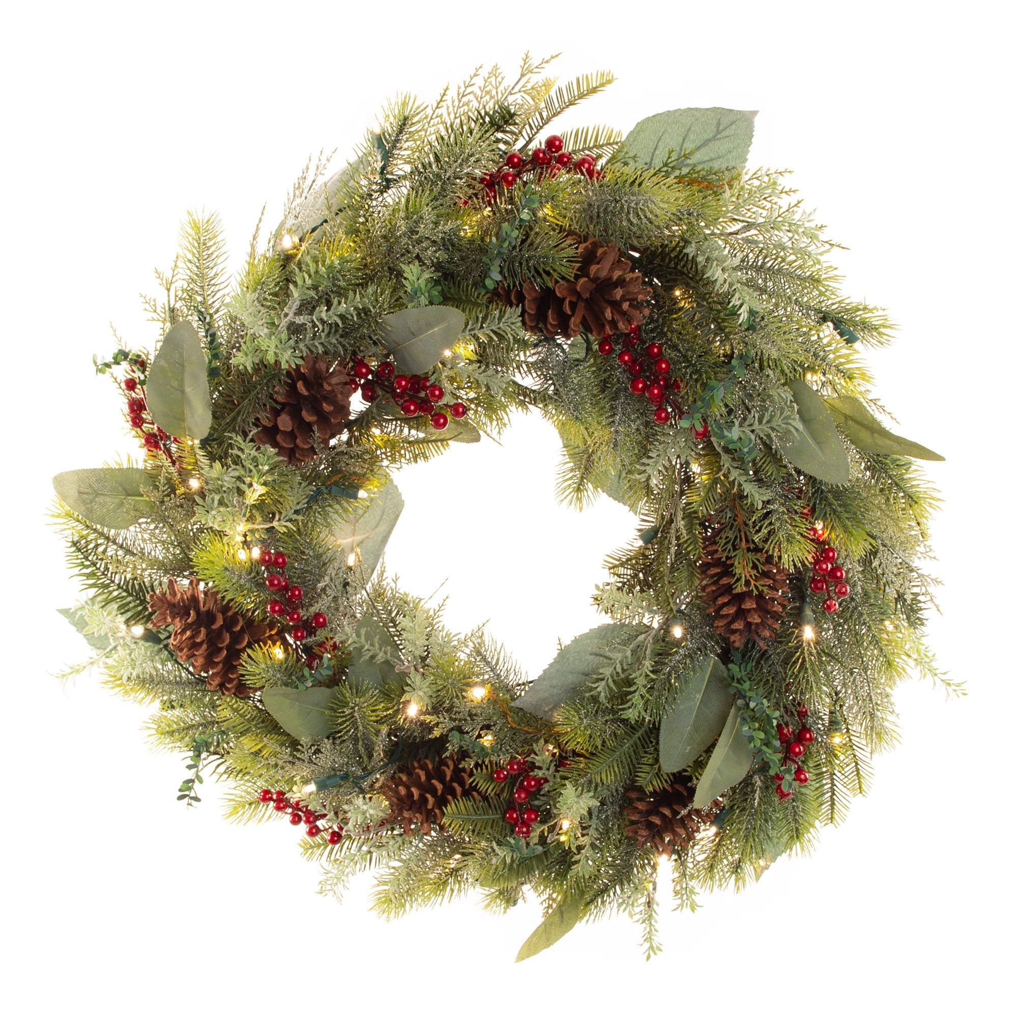 Village Lighting 30 In. Pre Lit Led Wreath Winter Frost Green