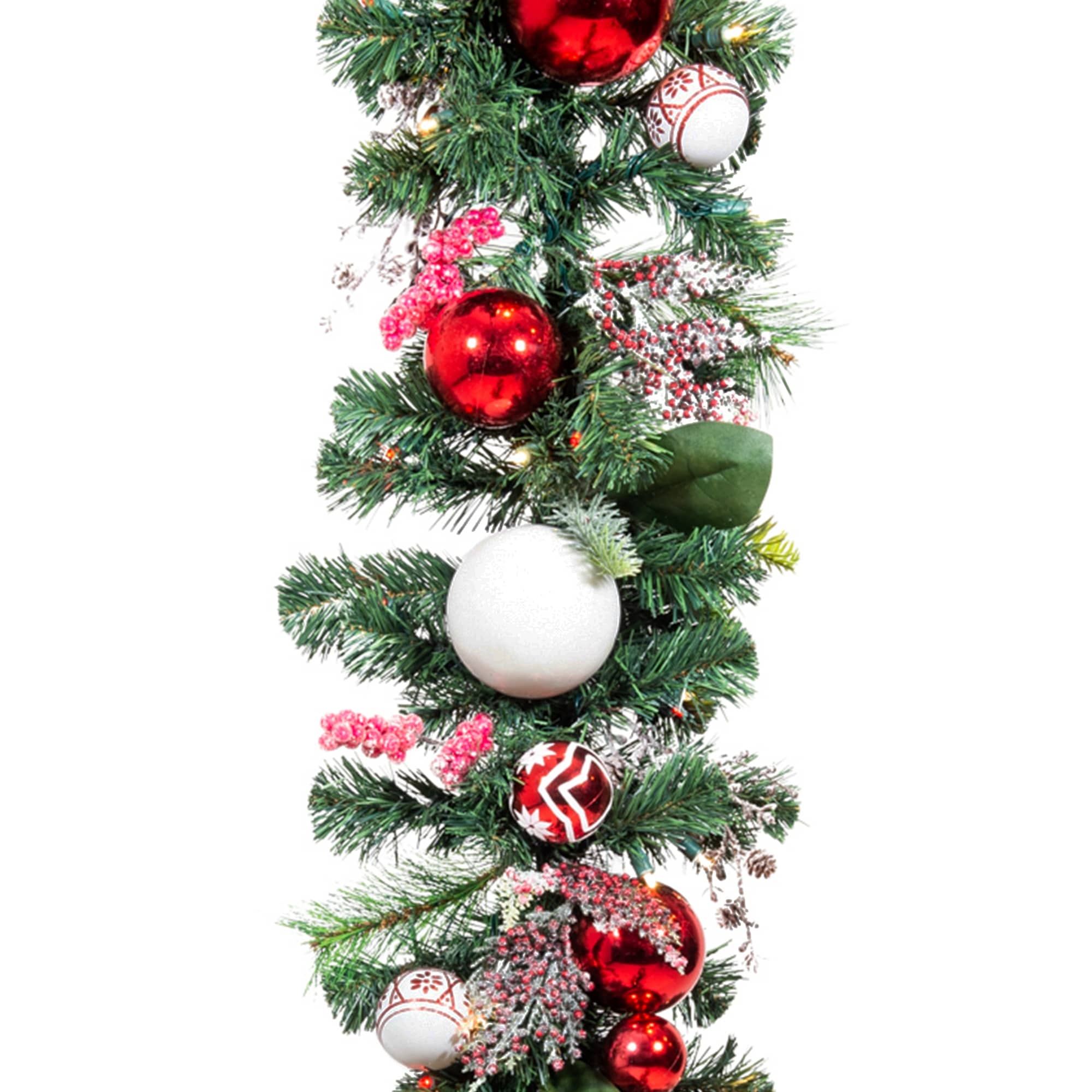 Village Lighting 9 Ft. Pre Lit Led Garland Nordic Red