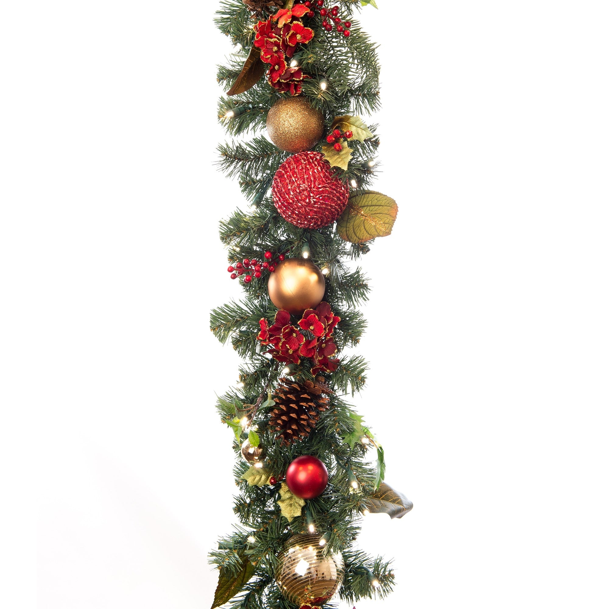 Village Lighting 9 Ft. Pre Lit Led Garland Scarlet Hydrangea Red