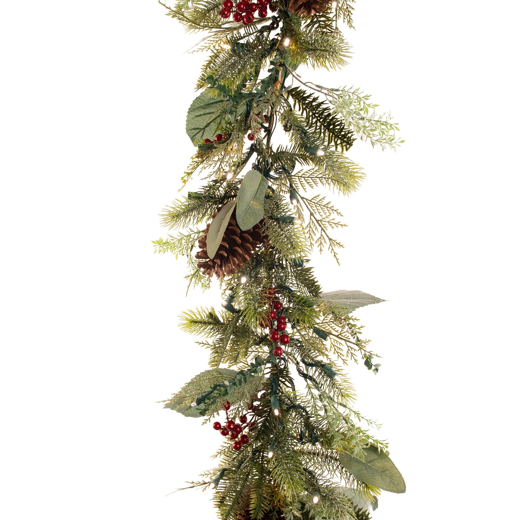 Village Lighting 9 Ft. Pre Lit Led Garland Winter Frost Green