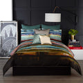 Vince Camuto Lille Striped Green And Gold Duvet Cover Set