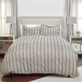 Vincent Iii Woven Stripe Linen Duvet In Natural Navy
