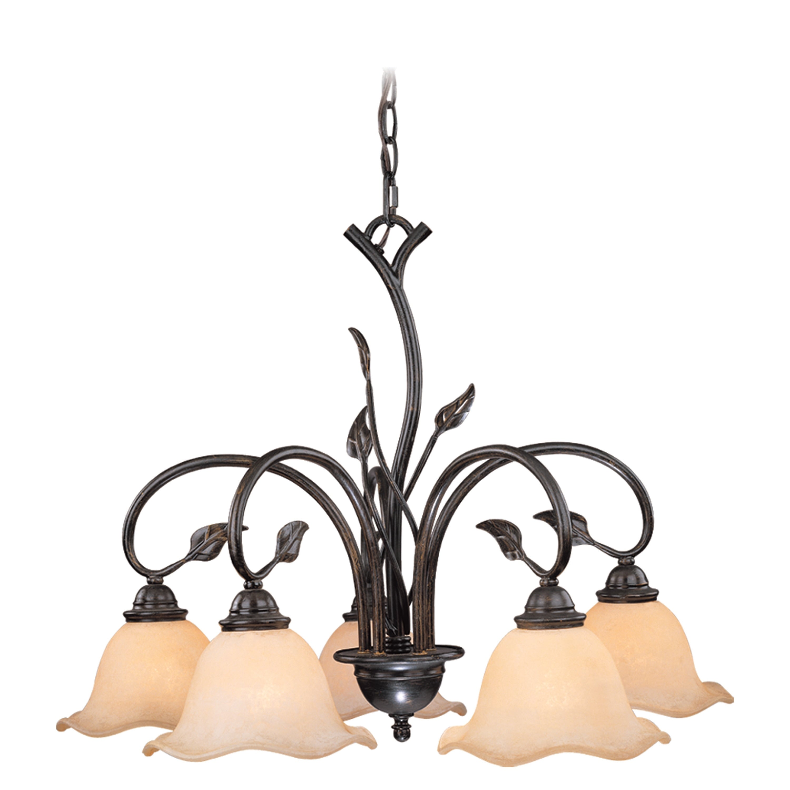 Vine 5 Light Black Rustic Chandelier 25 In. W X 22 In. H X 25 In. D