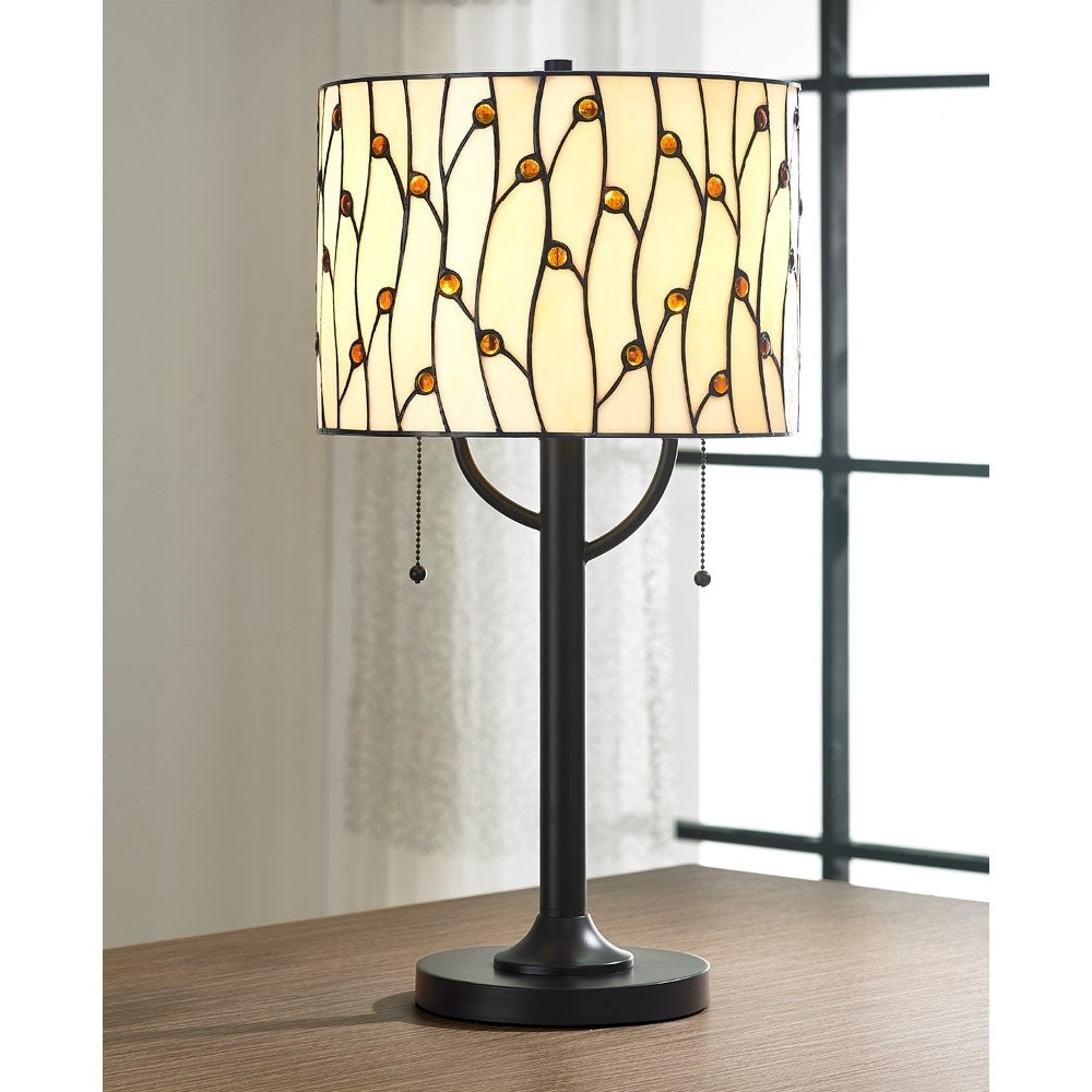 Homeglam Vines Glass Shade 25 Inch Tiffany Table Lamp