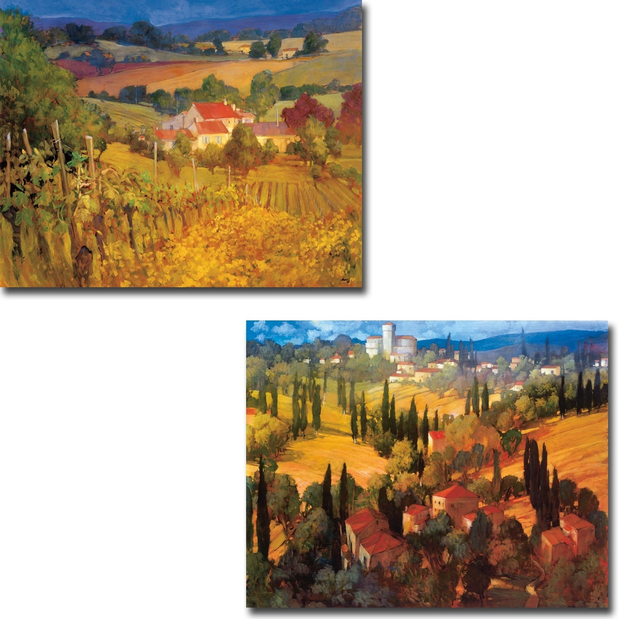 Vineyard Hill Tuscan Castle By Philip Craig 2 Pc Gallery Wrapped Canvas Giclee Set 18 In X 24 In Each Canvas In Set