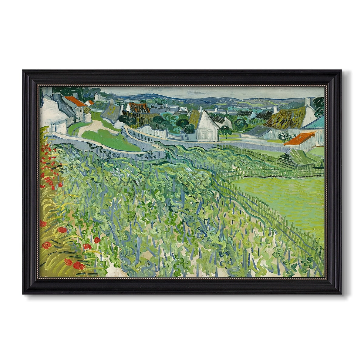 Vineyards At Auvers 1890 Vincent Van Gogh Custom Framed Canvas