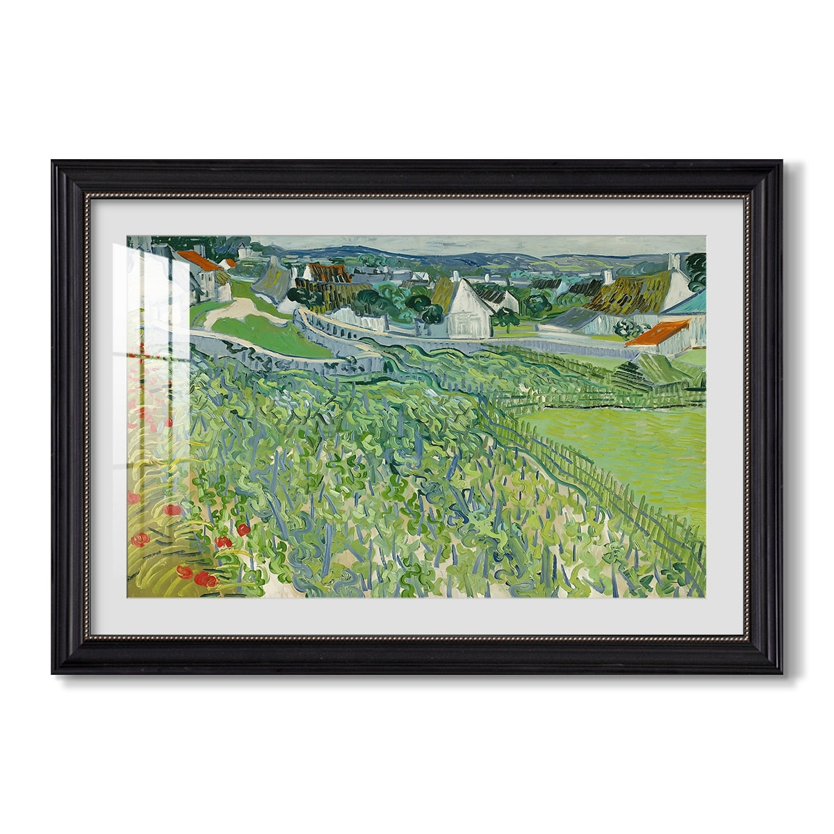 Vineyards At Auvers 1890 Vincent Van Gogh Custom Framed Print