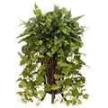 Nearly Natural Vining Mixed Greens With Wood Decorative Stand Silk Plant
