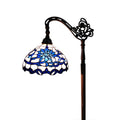 Vinn Blue White Glass Bronze Tiffany Style Reading Lamp
